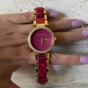 Michael Kors Watch Hot Pink/Gold with Quartz